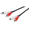 CABLE 2xRCA M-H 1,5MTS NEGRO