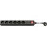 REGLETA 6 SCHUKO+INT+PROTECCION NEGRA
