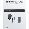 SWITCH HDMI 4 ENTRADAS 2 SALIDAS+MANDO4K