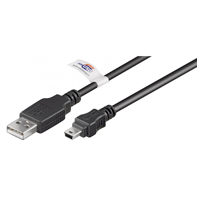 CABLE USB A/M-MINI-B(5P) 1,8MTS NEGRO HQ