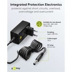 ALIMENTADOR UNIVERSAL 3-12V 1,5A 18W NEG