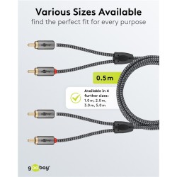 CABLE 2xRCA M-M 0,5MTS GRIS profesional