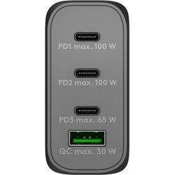 ALIMENTADOR 220V 1xUSB QC3.+3xUSB C 100W
