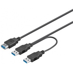CABLE USB 3.0 2xM-H 0,3MTS NEGRO V.3.0