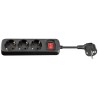 REGLETA 3 TOMAS SCHUKO+INT NEGRA 3M