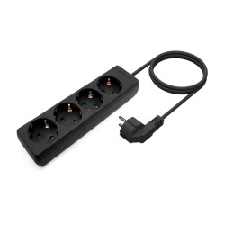 REGLETA 4 TOMAS SCHUKO SININT NEGRA 1,4M