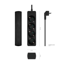 REGLETA 4 TOMAS SCHUKO SININT NEGRA 1,4M