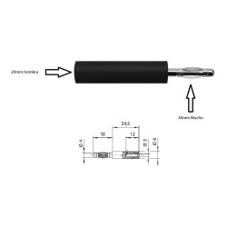 ADAPTADOR BANANA H 2mm a BANANA M 4mm NE