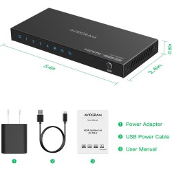 SPLITTER HDMI 1 ENTRADA 4 SALIDAS HD4K60