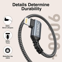 CABLE APPLE LIGHTNING Codo 90º-USB 2MTS