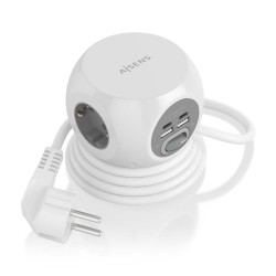 REGLETA 3 TOMAS SCHUKO+2xUSB+2xUSBc CUBO
