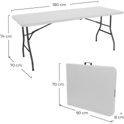 MESA PLEGABLE PORTATIL RECTAGULAR 1,8Mts