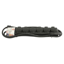 REGLETA 6 TOMAS SCHUKO CON TAPA NEGRA 2M