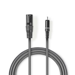 CABLE AUDIO XLR3 M-RCA M 3MTS NEGRO