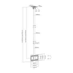 SOPORTE TV TECHO EXTENSIBLE 0,72 a 1,60m