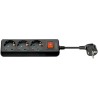 REGLETA 3 TOMAS SCHUKO+INT NEGRA 1,5M