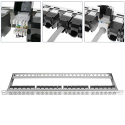 PANEL 19" 24P RJ45 VACIO CON GUIA 0,5U