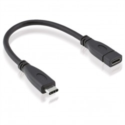CABLE USB C M-H 0,15M NEGRO V3.1