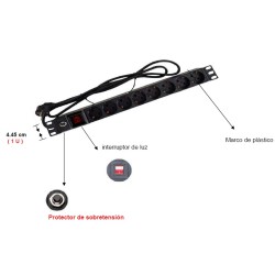REGLETA 19" 8 TOMAS SCHUKO+INTERRUPTOR+P