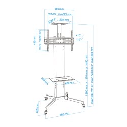 SOPORTE TV SUELO CON RUEDAS + ATRIL 70"