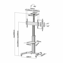 SOPORTE TV SUELO CON RUEDAS + ATRIL 70"