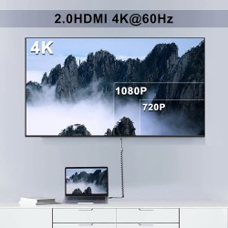 CABLE HDMI M-M 4K 0,3M V.2.0 ESPIRILIZAD