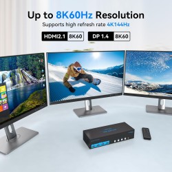 KVM 4X1 DISPLAYPORT + USB 8K 60HZ