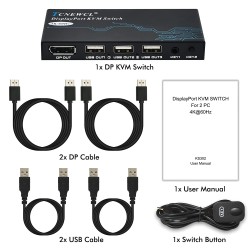 KVM 2X1 DISPLAYPORT + USB 4K 60HZ