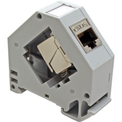 PLACA PLASTICA 1xRJ45 PARA CARRIL DIN BL