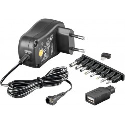 ALIMENTADOR UNIVERSAL 3-12V 1A 12W NEGRO