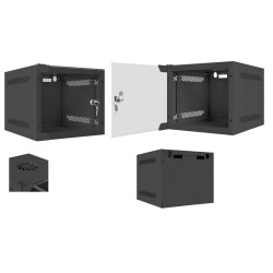 RACK MURAL 10" 4U NEGRO PUERTA CRISTAL