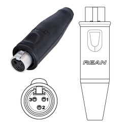 CONECTOR MINI XLR3 PIN HEMBRA NEGRO IP65