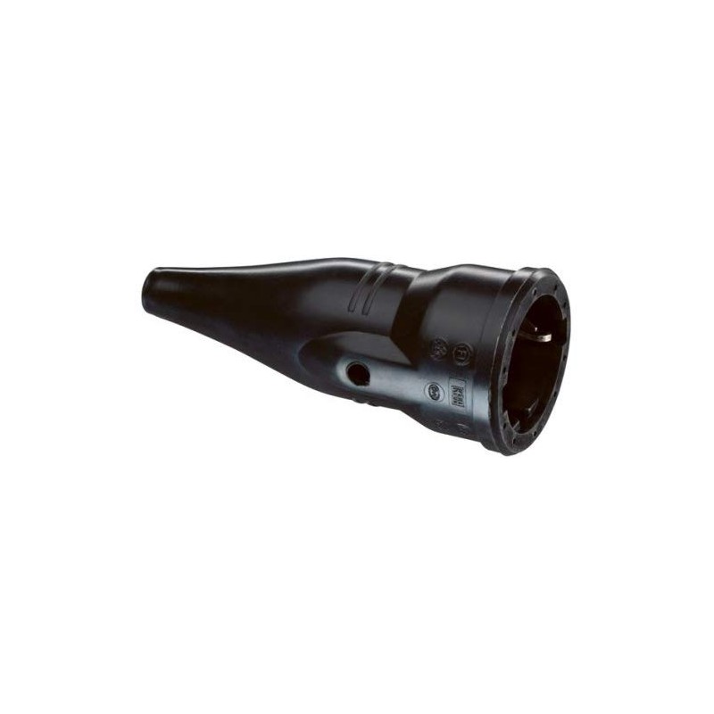 CONECTOR SCHUKO HEMBRA GOMA NEGRO RECTO