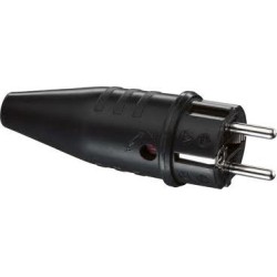 CONECTOR SCHUKO MACHO GOMA NEGRO RECTO