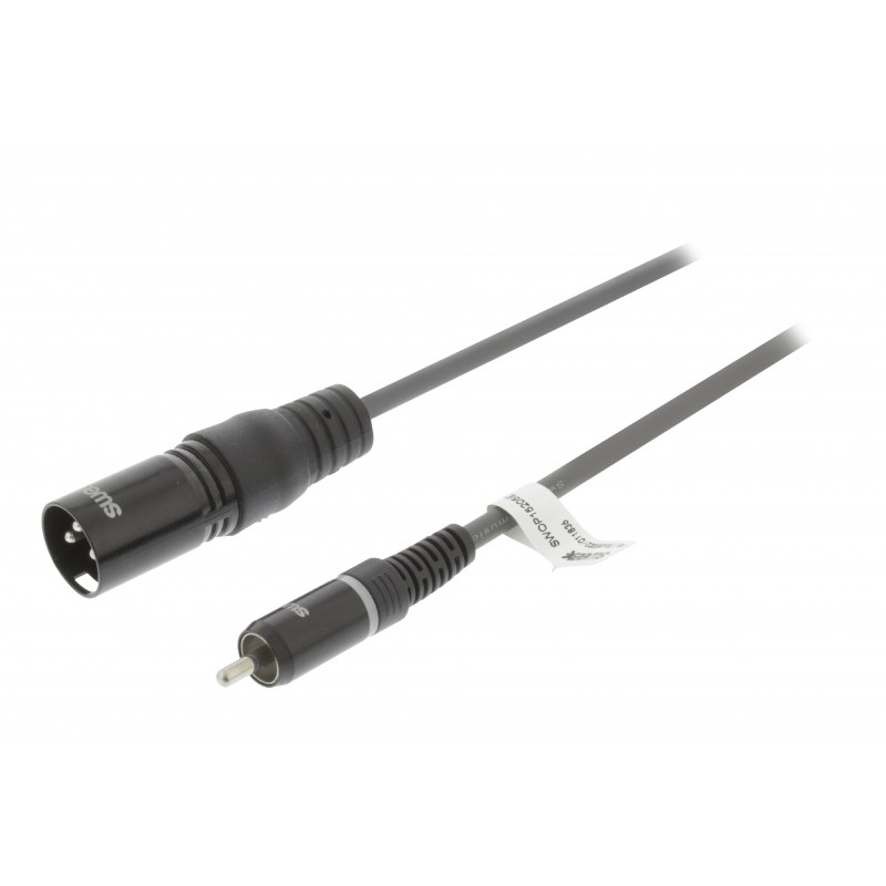 CABLE AUDIO XLR3 M-RCA M 3MTS NEGRO