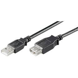 CABLE USB A 2.0 M-H 1,8MTS NEGRO
