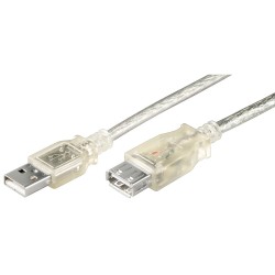 CABLE USB A 2.0 M-H 0,60MTS TRANSPARENTE