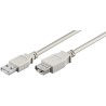 CABLE USB A 2.0 M-H 1,8MTS GRIS