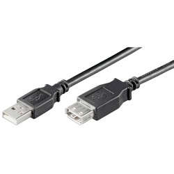 CABLE USB A 2.0 M-H 3MTS NEGRO HQ