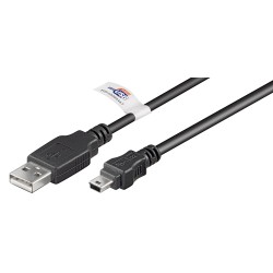 CABLE USB A/M-MINI-B(5P) 1,8MTS NEGRO HQ