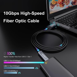 CABLE USB 3.1 A M-USB C M 10M AOC FIBRA