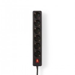 REGLETA 6 TOMAS SCHUKO+INT NEGRA 3M