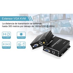 EXTENSOR VGA+USB POR UTP RJ45 hasta 300m