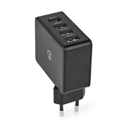 ALIMENTADOR 220V 4xUSB A 2,4A 10W NEGRO