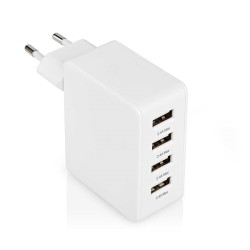 ALIMENTADOR 220V 4xUSB A 2,4A 10W BLANCO
