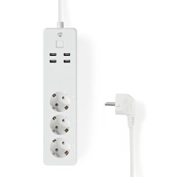 REGLETA WIFI 3 TOMAS SCHUKO+INT+4xUSB BL
