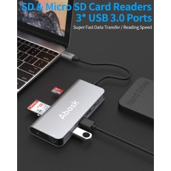 ADAPTADOR USB C M-HDMI H+RJ45+3xUSB3.0+C