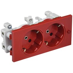 SCHUKO DOBLE CON PILOTO-PROTECCION ROJO