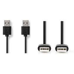 CABLE USB A 2.0 M-M 2MTS NEGRO