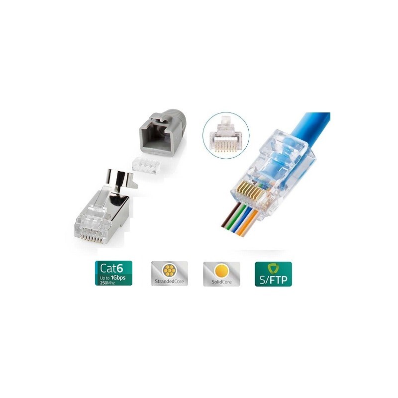 CONECTOR EZ-RJ45 MACHO FTP CAT6+CAPUCHON